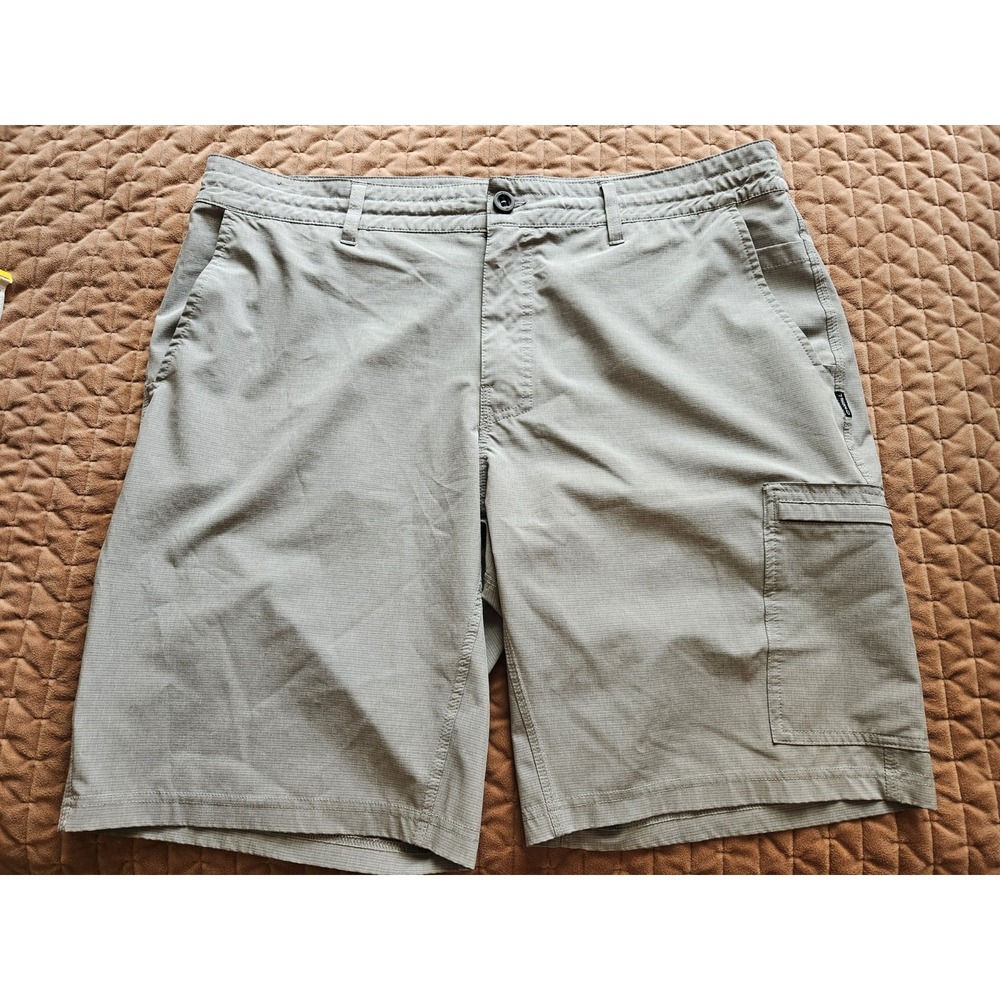 O'Neill Men's Gray Chino Shorts, RN#85773, Polyester Blend, Drawstring, Size 38